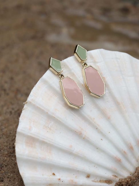 Fashka Pink & Green Drop Earrings