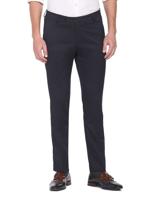 Arrow Black Regular Fit Trousers-picture-22