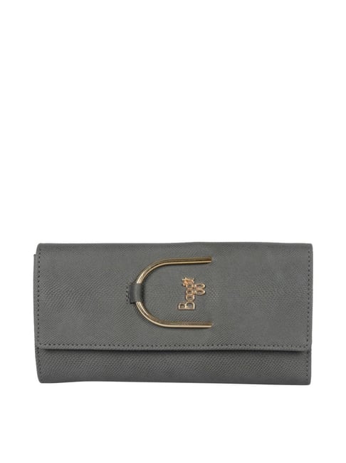 Buy Baggit Grey Textured Tri-Fold Wallet for Women Online At Best
