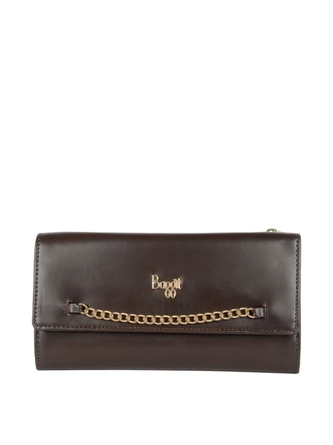 Baggit Brown Solid Tri-Fold Wallet for Women