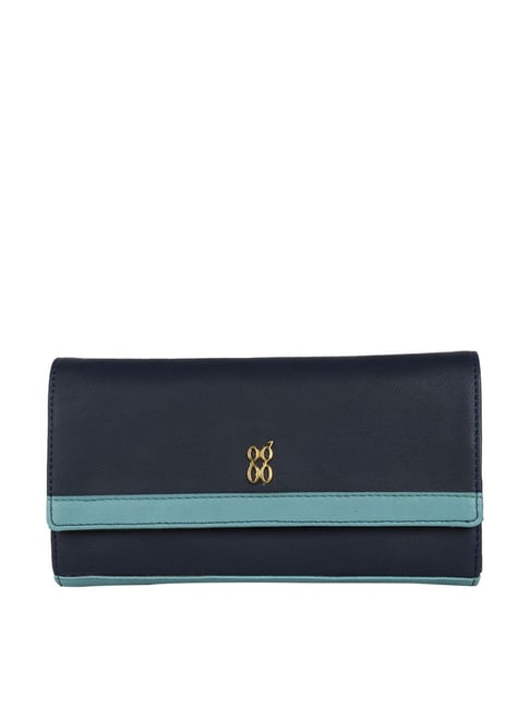 Baggit Navy Solid Tri-Fold Wallet for Women