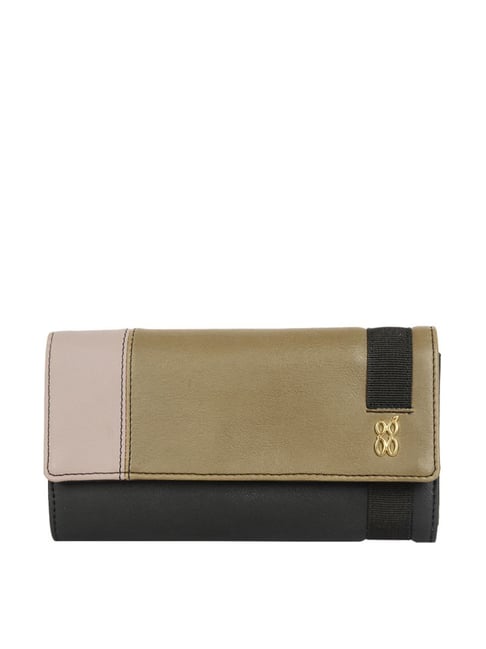 Buy Baggit Black Color Block Tri Fold Wallet for Women Online At