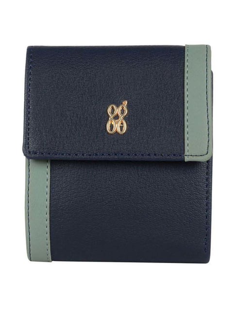 Baggit Navy Solid Tri-Fold Wallet for Women