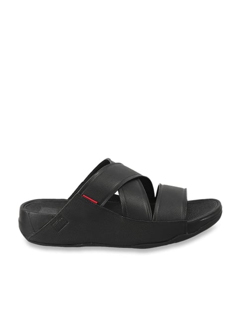 FitFlop Men's Black Cross Strap Sandals