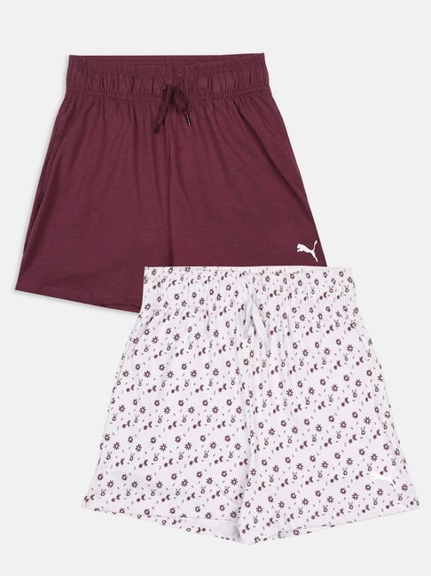 Buy Puma Kids Purple Cotton Logo Shorts for Girls Clothing Online