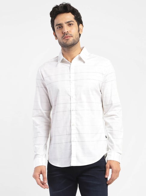 Levis Levi's Brilliant White Cotton Slim Fit Checks Shirt