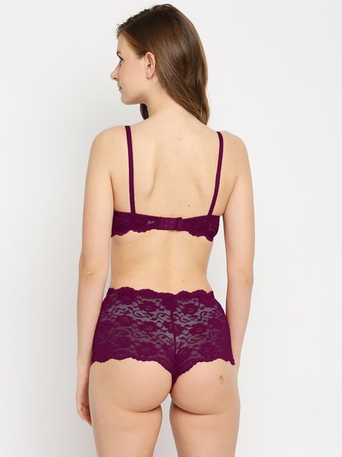 Buy Ira Soleil Purple Lace Pattern Lingerie Set for Women Online @ Tata CLiQ