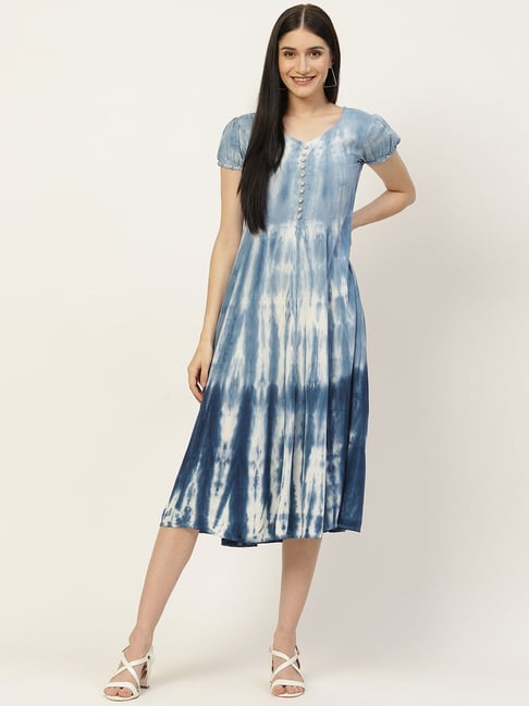 Maaesa Grey Tie & Dye A-Line Dress