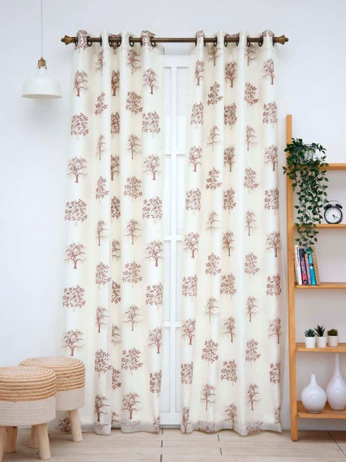 Ariana Nicole White & Brown Polyester 7 Ft. 2-In-1 Door Curtain-picture-37