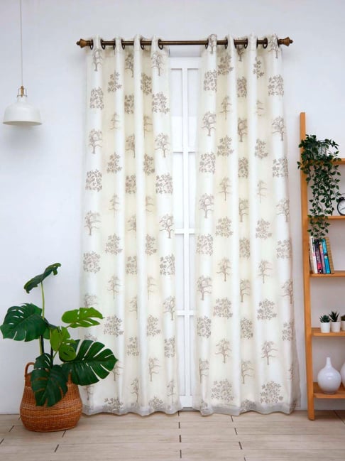 Ariana Nicole White & Silver Polyester 9 Ft. 2-In-1 Long Door Curtain-picture-24