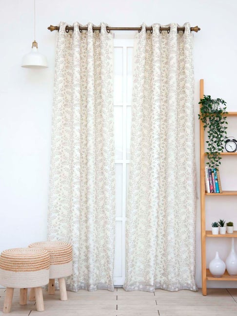 Ariana Rosalie White & Silver Polyester 7 Ft. 2-In-1 Door Curtain-picture-11