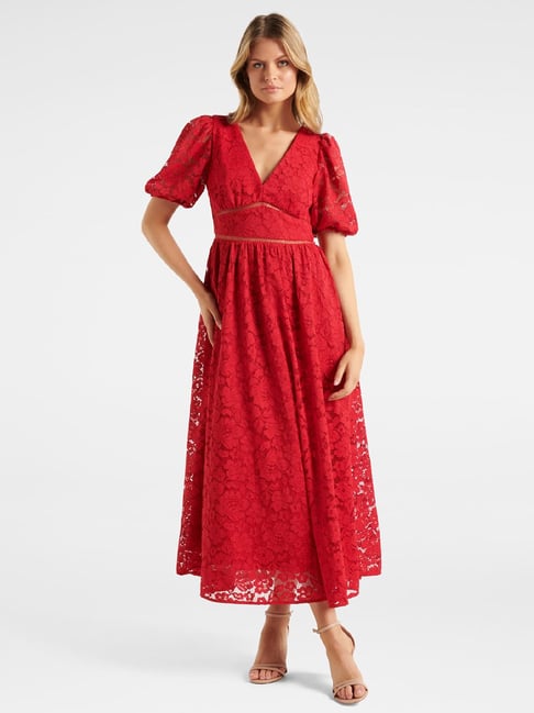Forever New Red Lace Maxi Dress Price in India