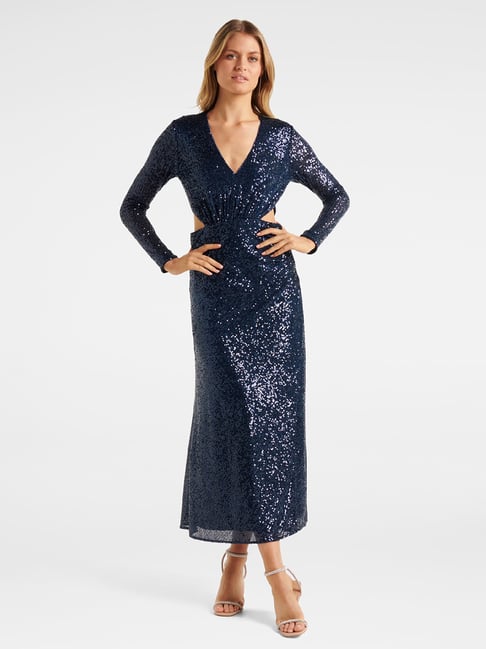Forever New Navy Embellished Maxi Dress Price in India