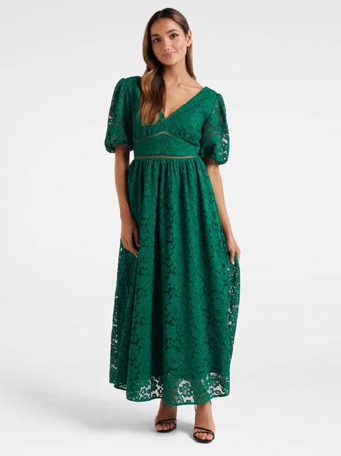 Forever New Green Lace Maxi Dress Price in India