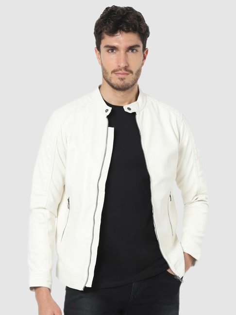 Buy celio* White Regular Fit Mandarin Collar Jacket for Men's Online @ Tata CLiQ