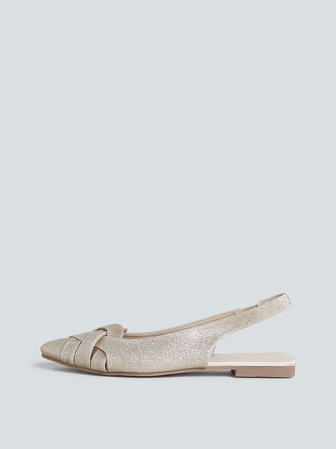 LUNA BLU by Westside Gold Shimmer-Detailed Slingback Flats