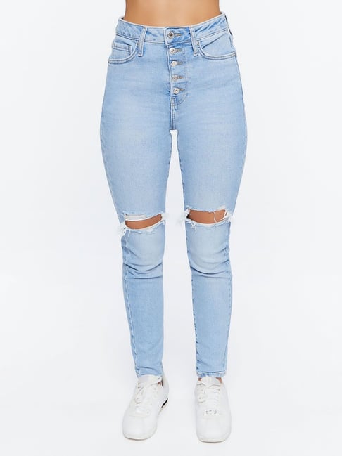 Buy FOREVER 21 Women Black Highly Distressed Jeans - Jeans for Women  18409804 | Myntra