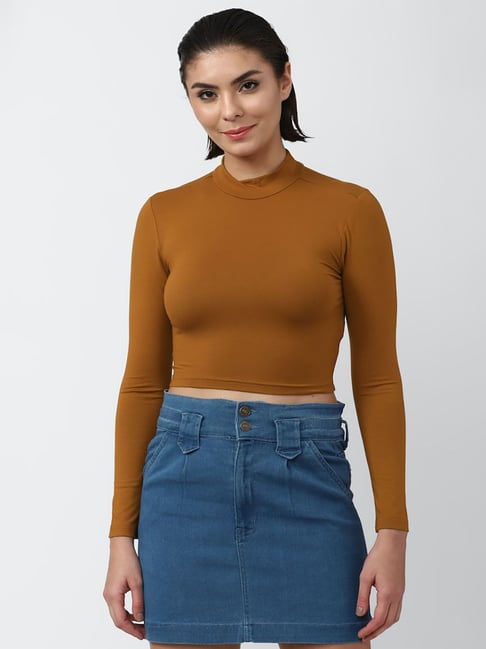 Buy Forever 21 Brown Regular Fit Crop Top for Women Online Tata CLiQ