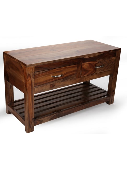 Ikiriya Elder Solid Brown Wood Console Table Teak Finish