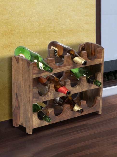 Ikiriya Kassel Solid Brown Wood Wine Rack