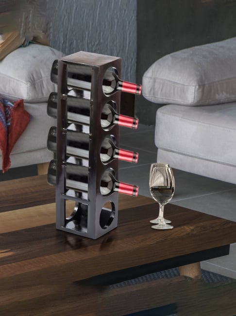 Ikiriya Wembley Solid Dark Brown Wood Wine Rack
