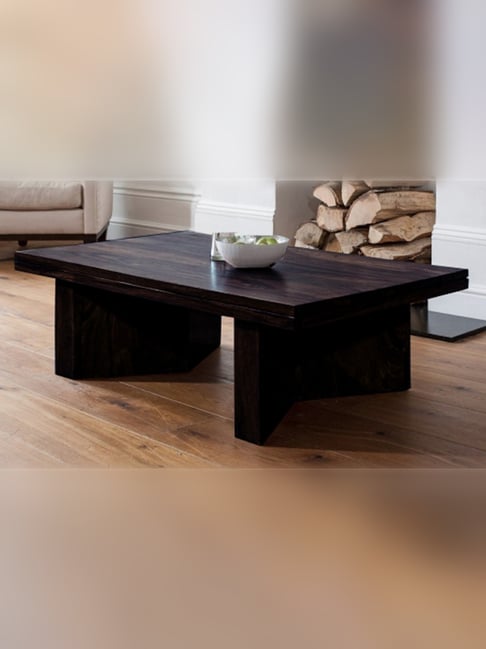 Ikiriya Kassel Dark Brown Wood Coffee Table for Living Room Mahogany Finish-picture-45