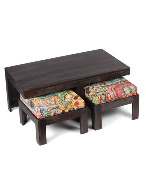 Ikiriya Irish Printed Multicolor Wood Coffee Table Mahogany Finish-picture-40
