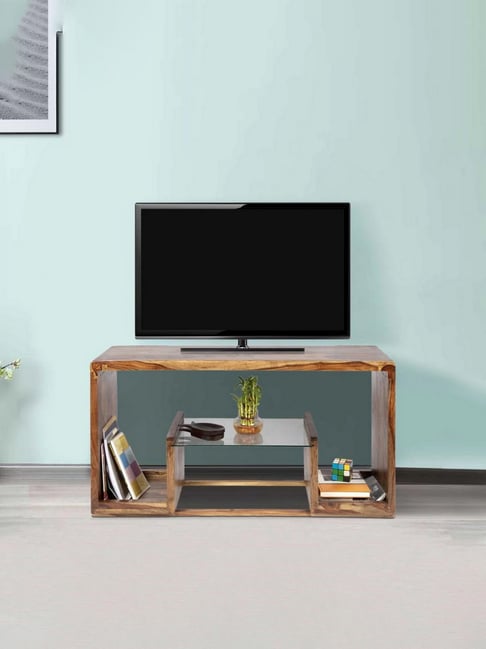 Ikiriya Allen Brown Wood TV Entertainment Unit Teak Finish-picture-10