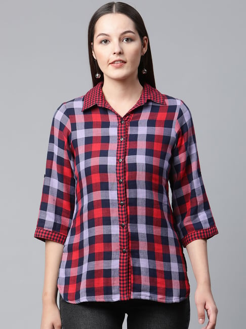 red and black check shirt for girl online