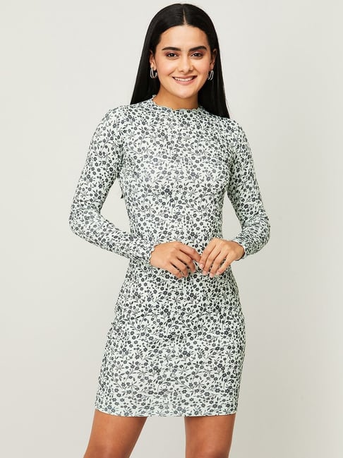 Ginger by Lifestyle Off-White Floral Print Shift Dress Price in India