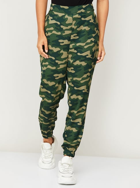 Buy Ginger by Lifestyle Green Camouflage Joggers for Women Online