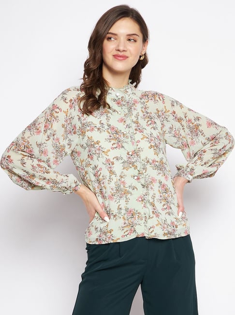 MADAME Mint Floral Print Shirt-picture-31