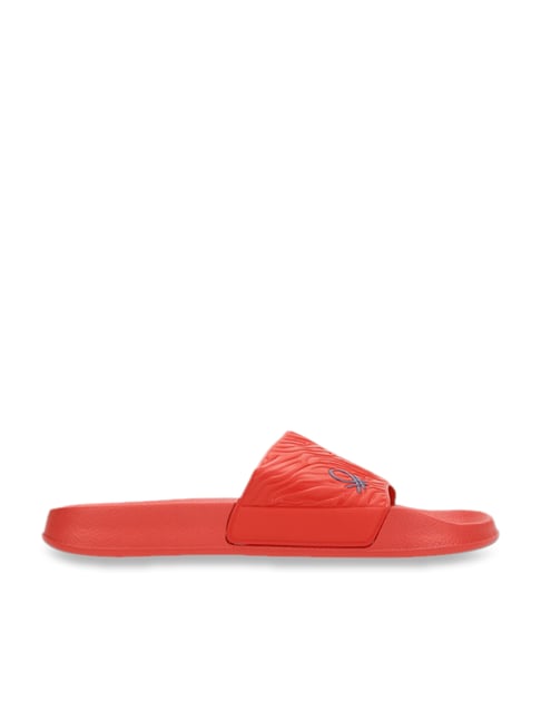 United Colors of Benetton Men's TEXTURED Red Slides - Main Image