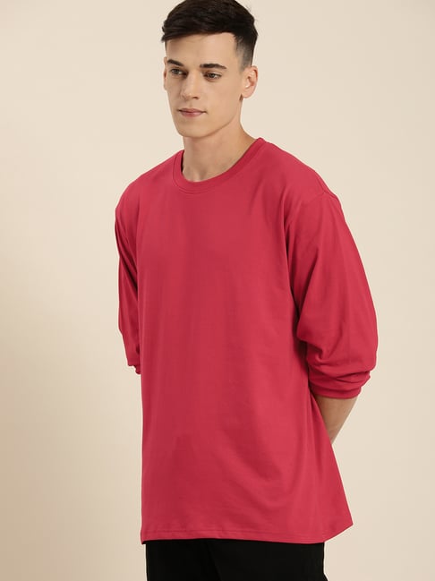 Buy Difference of Opinion Red Cotton Loose Fit Oversized Crew T