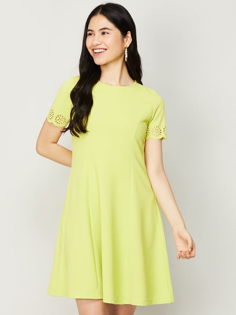 CODE by Lifestyle Lime Green A-Line Dress Price in India