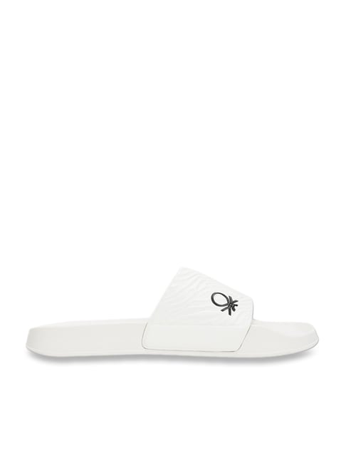 United Colors of Benetton Men s TEXTURED White Slides