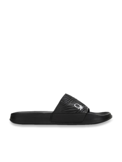 United Colors of Benetton Men s TEXTURED Black Slides