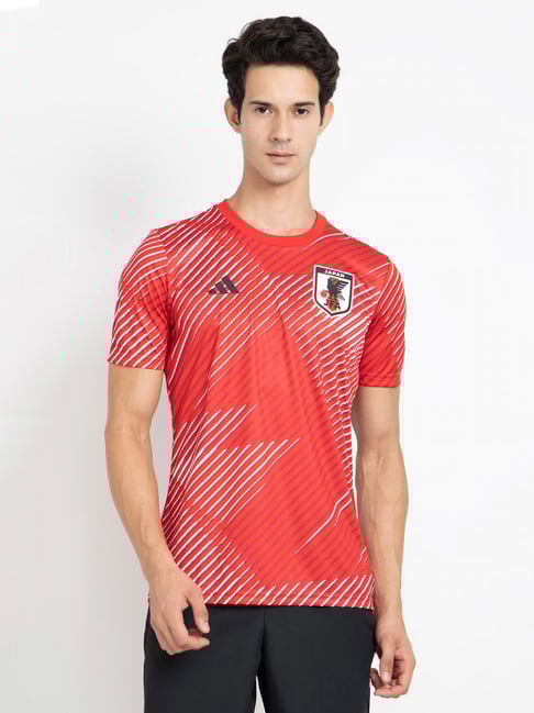 adidas JFA PRESHI White Red Regular Fit Round Neck T-Shirt