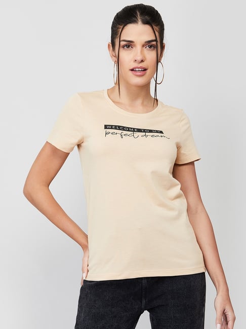 Fame Forever by Lifestyle Beige Printed Top Price in India