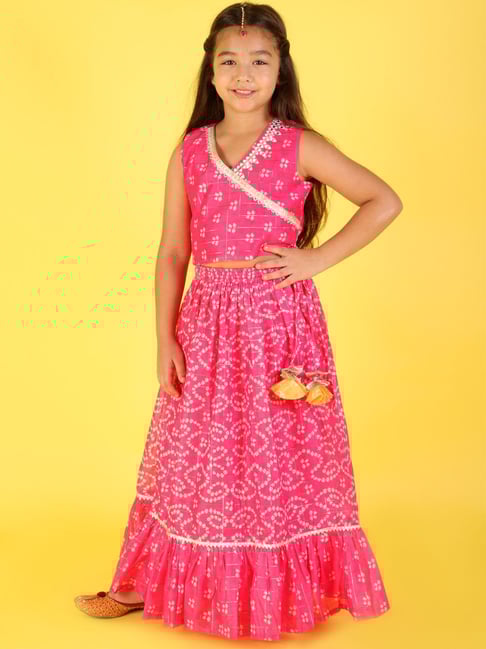 Lil Drama Kids Pink Printed Lehenga with Choli-picture-35