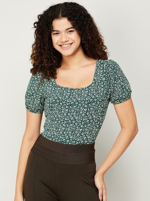 Fame Forever by Lifestyle Green Printed Top