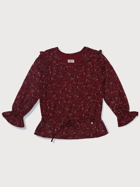 Buy Gini Jony Kids Red Floral Print Top for Girls Clothing