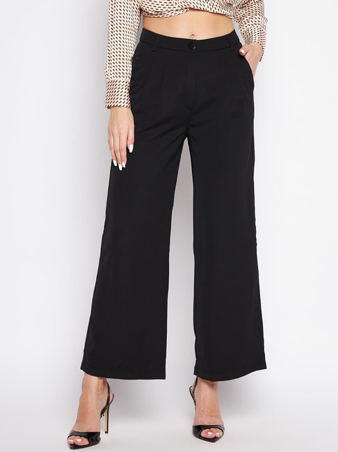 Buy MADAME Black Flared Fit Trousers for Women Online  Tata CLiQ