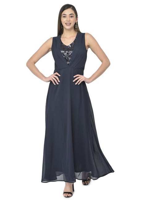 Cachet 100% Nylon Solid Navy Blue Cocktail Dress Size 4 - 83% off | ThredUp