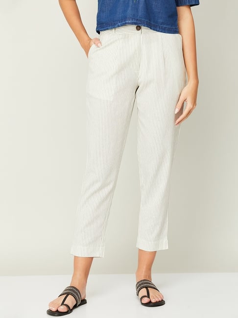 Colour Me by Melange Off-White Cotton Printed Pants