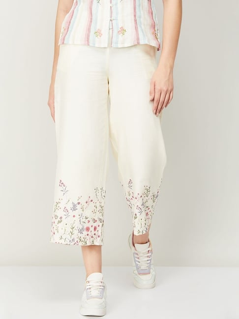 Colour Me by Melange Off-White Printed Pants