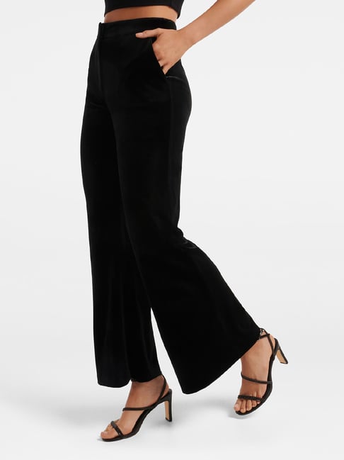 Mango Velvet Flared Trousers Black at John Lewis  Partners