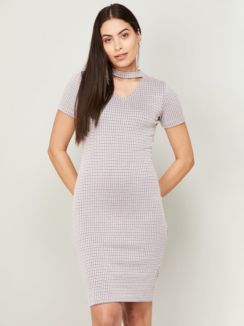 CODE by Lifestyle Pink & Black Chequered Shift Dress Price in India