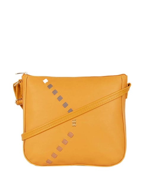 Baggit mustard yellow outlet solid sling bag