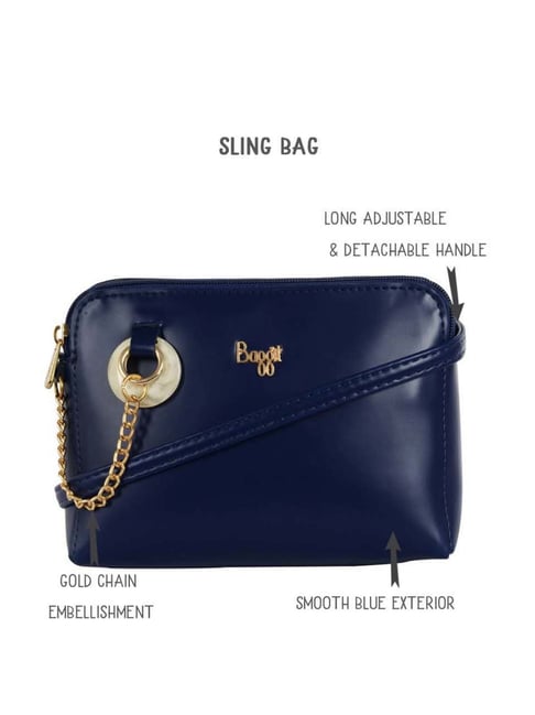 Buy Baggit Blue Solid Medium Sling Handbag Online At Best Price Tata CLiQ